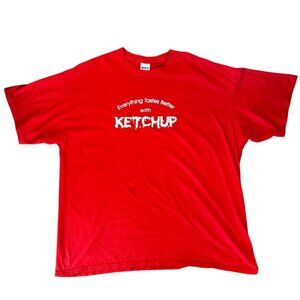 Vintage Everything Tastes Better With Ketchup Y2K Gildan Tee 2X